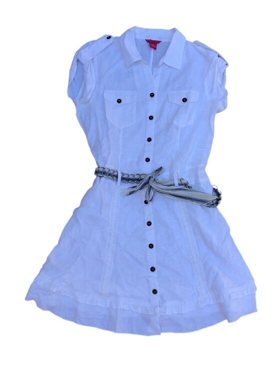 Sunny Leigh Dresses & Skirts - SUNNY LEIGH 100% Linen Button Dress Women's 10 White Short Sleeve